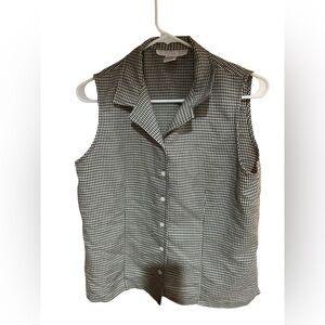 Geoffrey Beene Black and White Checkered Sleeveless Blouse